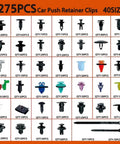 2275Pcs Bumper Clip Kit For Elantra VI AD Sedan 2016 2020 push-type retainers in assorted sizes, black plastic clips