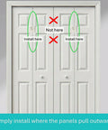 Installation guide for Rock Solid Bifold Door Lock Kit showing where to attach safety lock on bifold doors.