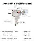 49mm Pneumatic Cap Seal Iron Cover Crimping Tool barrels specifications with measurements and features for industrial sealing.