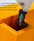 3.0mm steel measurement on Yellow Beefy Industrial Spill Containment Pallet With Drain On Wheels For Oil Drums And Washing Machines