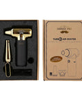 High Power Electric Compressed Air Duster With 3 Gear Settings shown in packaging with gold and black finish