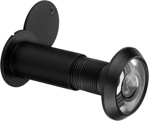 Solid Brass Door Peephole Viewer With 200-Degree Wide Angle And Heavy Duty Rotating Privacy Cover, Black Finish, side view