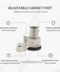 Adjustable Cabinet Foot For Leveling Wardrobes And Cabinets On Uneven Floors, Zinc Alloy Furniture Leg, Heavy Duty Leveler
