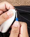 Using 3 In 1 Needle Threader With Magnifier For Sewing, Quick Threading Tool With Magnetic Mount And Integrated Ruler on fabric