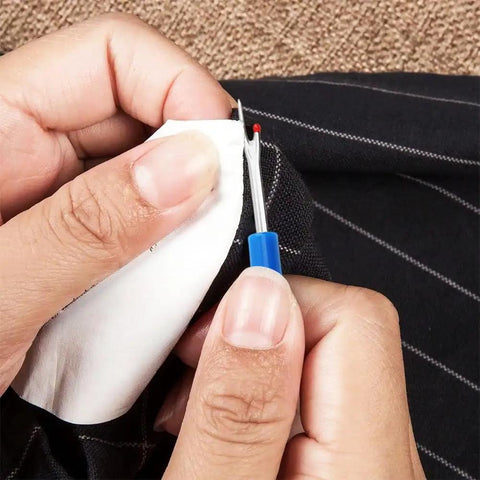 Using 3 In 1 Needle Threader With Magnifier For Sewing, Quick Threading Tool With Magnetic Mount And Integrated Ruler on fabric