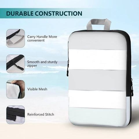 Compression Packing Cubes 5 Piece Set Travel Organizer Boxes With Zippers For Women And Men Space Saving Luggage Cubes Displayed