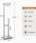 Freestanding Toilet Paper Holder Stand With Reserve Storage In Rustproof Stainless Steel Brushed Finish For Bathroom Heavy Duty Stable Base