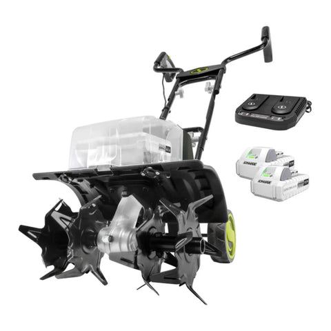 Cordless Garden Tiller Kit With Dual 24V Batteries And Charger, No Gas No Fumes, Easy Weeding And Soil Aeration, 14 Inch Wide Till Path