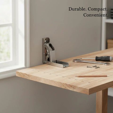 Foldable Cabinet Hinge With 90 Degree Lock And 180 Degree Fold For Drop Leaf Tables And Wall Mount Desks, nickel plated steel
