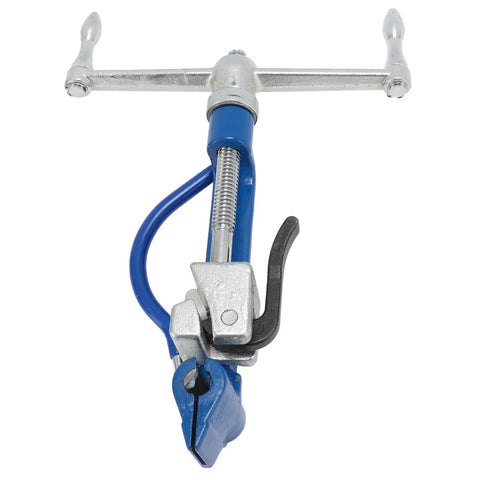 Hilitand Stainless Steel Strap Bander Kit With Ergonomic Rubber Handle And Coordinated Operation Knob For Quick Manual Banding Packaging And Tightening Steel Straps In One Fluid Motion, manual steel strap tensioner with blue handle