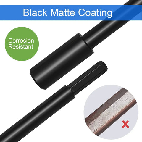 Close-up of Seven Inch Forstner Bit Extension With 3/8 Drill Bit Extender showing black matte coating and corrosion resistance.