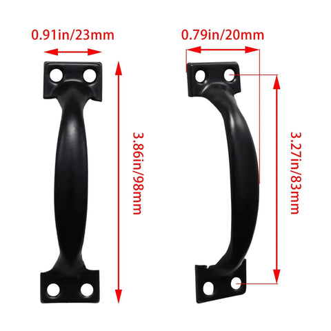 12 Pack 98mm Black Metal Gate Handles Set For Doors And Cabinets, Rustic Barn Style Pull Handles With Mounting Screws Included