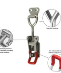 4 Pack Quick Catch Toggle Latches With Adjustable Hasp Lock For Cabinet Doors, showing close-up on seamless welds and red handle
