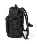 Side view of RUSH 12 2.0 Tactical Backpack With Laptop Compartment And 24L Capacity Everyday Carry Molle Pack For Travel Work Hiking Black.