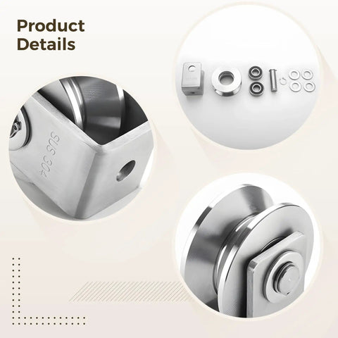 Beefy Heavy Duty Stainless Steel Pulley Kit With Dual Wheel Track System Bolt Attached 2 Pack For Gym Cable Devices V Type Rollers 400 Kg Max Load Perfect For Weight Hoisting, 304 stainless steel parts