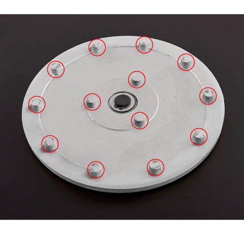 Bottom view of Ultra Large Tempered Glass Lazy Susan Turntable for Dining Tables 26-46 in Round Rotating Serving Tray