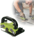 Heavy Duty Aluminum Alloy Floor Seaming And Skiving Tool With Height Adjustment, worker using tool on vinyl flooring seam