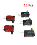 15 pack of Micro Limit Switch With Short Roller Lever Arm SPDT Snap Action, 15A 250VAC, 1NO 1NC, red and black color