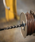 Close-up of Heavy Duty 18 Gauge 3 Conductor Thermostat Wire For Serious DIY Projects, Solid Copper, Brown Jacket on reel