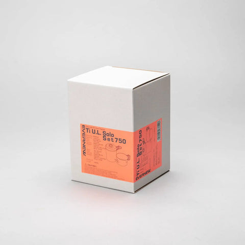 Ultralight Titanium Solo Camping Pot Set 750ml For Solo Hikers in packaging with product details, 0.3 mm body, Japan-made.