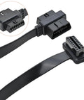 Right Angle OBD II OBD2 16 Pin Splitter Extension Cable 1 Male To 2 Female, ultra flat low profile OBD2 extender cord