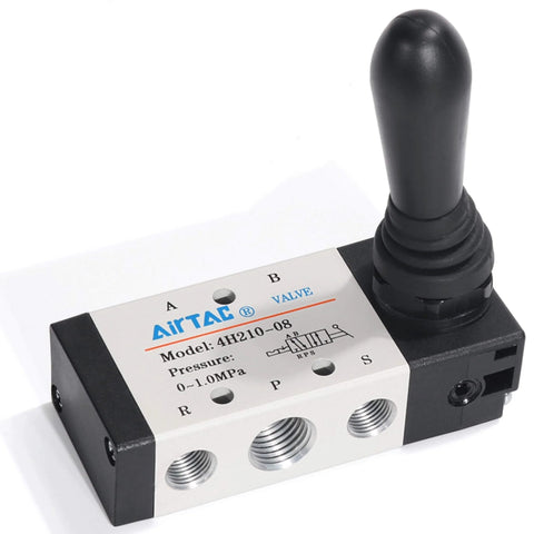 Hand Lever Pneumatic Valve With Quarter Inch Port Five Three Way Closed Center Workhorse Manual Control Direct Acting Aluminum Body
