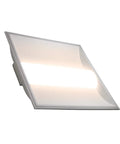 2x2 LED Center Basket Troffer Panel 2 Pack 28W 3500K Warm White Bright as Day 3640 Lumens angled view showing illumination.