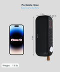 Dimensions of Bluetooth Speaker With FM Radio And 5 In 1 Music Player alongside iPhone for size comparison