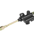 10mm Banjo Rear Hydraulic Foot Brake Master Cylinder for Dirt Bikes and ATVs, black aluminum, side view