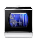 Portable Countertop Dishwasher Compact Mini Build Features Five Liter Water Tank And Swift Air Dry Cycle Slash The Soapy Scouring Hustle For Dorm Life Apartments And Weekend Rv Trips with plates and utensils inside.