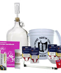 1 Gallon Fruit Wine Making Kit Upgrade With Mini Auto Siphon Includes Recipe Book And Step By Step Instructions Hydrometer Test Jar Optional No Fuss Glass Or Plastic Carboy Choice Easy Home Brew Setup For Beginners displayed with contents