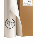 DTF Transfer Film Roll Hot Peel 24x328ft Clear PET Heat Transfer Paper for Direct-To-Film Printing next to packaging box