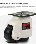 Heavy Duty Swivel Casters For Furniture And Workbenches, Adjustable Leveling Wheels with black nylon wheel and steel mount.