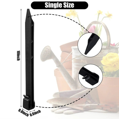 Single 10 inch Beefy Heavy Duty Plastic Landscape Stake with detailed tip and base design