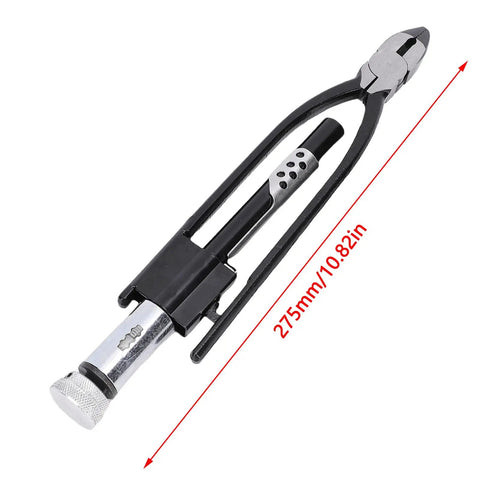 Close-up of 11 Inch Safety Wire Pliers Pro Grade Chrome Vanadium Steel Reversible Twisting Tool with Self Locking Design.