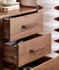 Walnut Wood Drawer Pulls Set Six Pack 5.04 Inch Length With Rounded Edge For Cabinets Dressers Wardrobes Cupboards And Other Furniture Two Hole Spacing Options For Easy Mounting And Convenient Upgrade on drawers