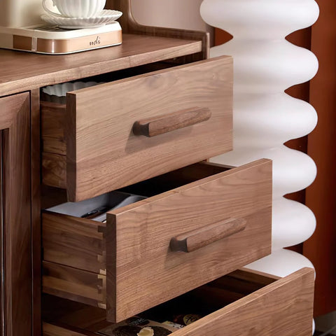 Walnut Wood Drawer Pulls Set Six Pack 5.04 Inch Length With Rounded Edge For Cabinets Dressers Wardrobes Cupboards And Other Furniture Two Hole Spacing Options For Easy Mounting And Convenient Upgrade on drawers
