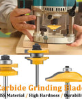 Pro Grade Quarter Inch Shank Groove Tongue Router Bit For Raised Panel Cabinet Doors With Back Cutter in woodworking setup