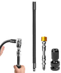 Half Inch Flexible Shaft Extension With 360 Degree Angled Rod, Torque Socket Connector For Tight Spaces, Includes Base, Adapter, And Bits