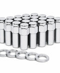 Chrome Sst Mag Lug Nuts 7/16 20 Thread Size Set Of 20 With Offset Washers Built For Classic Gm And Custom Wheels 13/16 Hex straight view