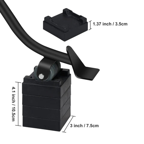 Heavy Duty Metal Furniture Lifter Tool With Three Wheels And Four Raise Blocks detailed showing dimensions for heavy appliances.