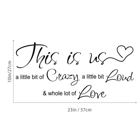 Crazy Loud Love Wall Decal Vinyl Sticker Inspirational Family Quote Art For Bedroom Living Room Office Decor