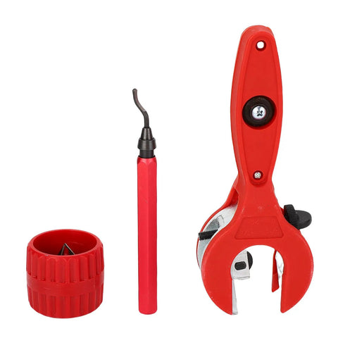 Ratcheting Tubing Cutter Set Five Sixteenth To One And One Eighth Inch For Copper Aluminum Stainless Steel And PVC Pipe With Deburring Tool