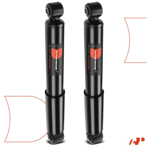 Pair of black rear shock absorber struts for Hyundai Elantra and Kia, easy install, smooth ride, quiet cabin.