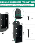 30 Degree Deck Railing Brackets Set Of 2 U Shaped Concealed Connectors For 2x4 Wood Posts Actual 1.5x3.5 Inches with screws