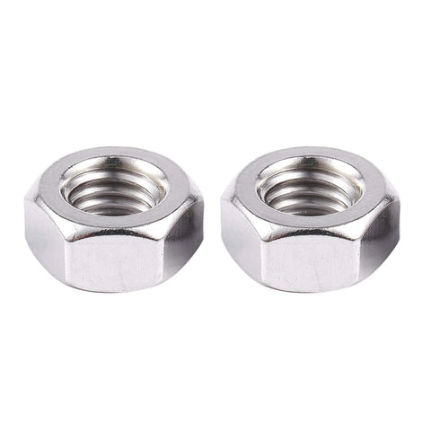Two shoulder nuts from the Four Piece 320mm M8 Stainless Steel Threaded Rod Set With Shoulder Nuts Silver Tone For Hardware Molds And Construction.