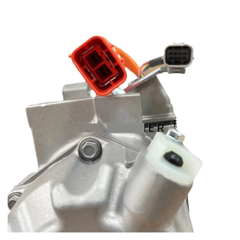 Close-up view of Top Tier Electric Air Conditioning Compressor for Tesla Model S 2014 to 2016 with connectors and mounting details.