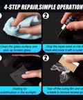 Windshield Repair Kit For Chips And Cracks, Fast 20 Minute Fix With Nano Fluid Filler, showing repair steps and tools