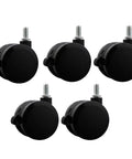 5 pack of 2 Inch Polyurethane Office Chair Casters With Brake, M10 stem swivel wheels for hardwood floors.