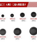 170 Piece Rubber Grommet Kit Dope Round Firewall Plugs For Auto Body And Sheet Metal Black Double Sided Wire Gasket size chart